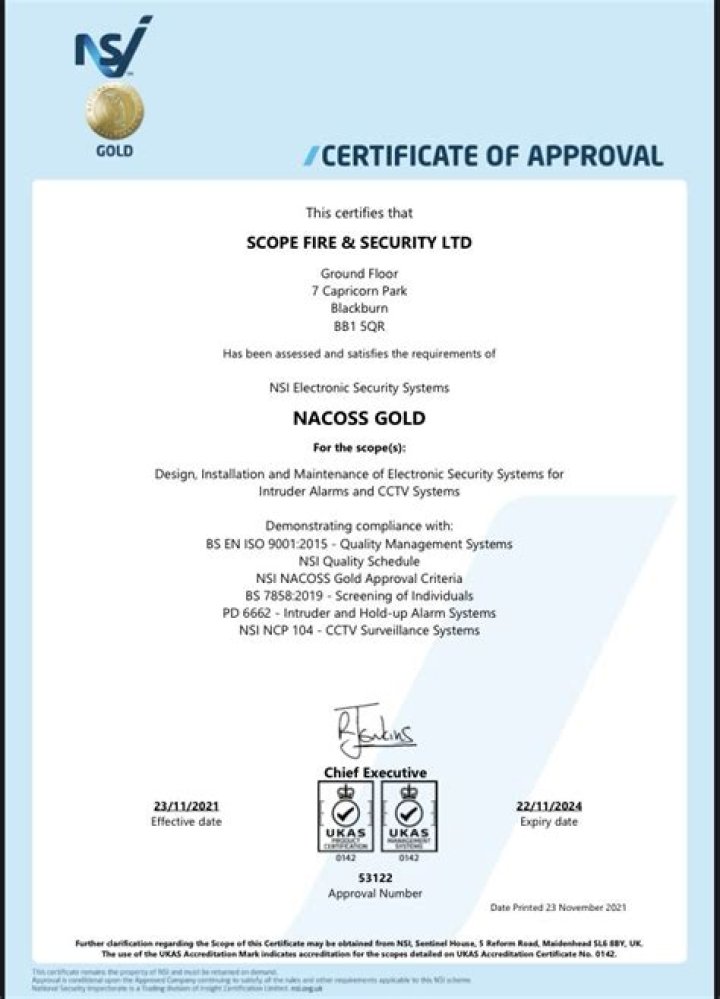 Are adt nacoss approved?