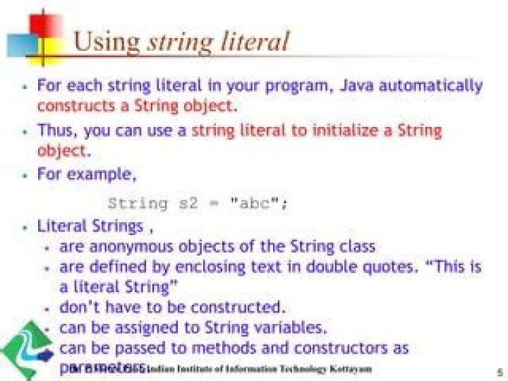 For string literal java?