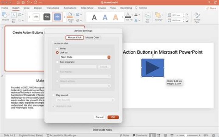 How to add an action button to a powerpoint slide?