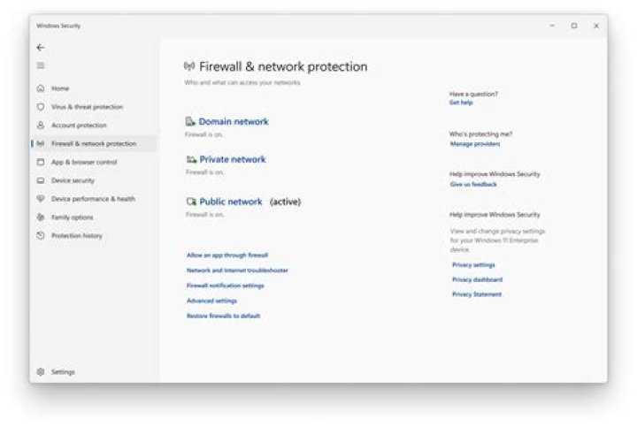 Should windows defender firewall be on?